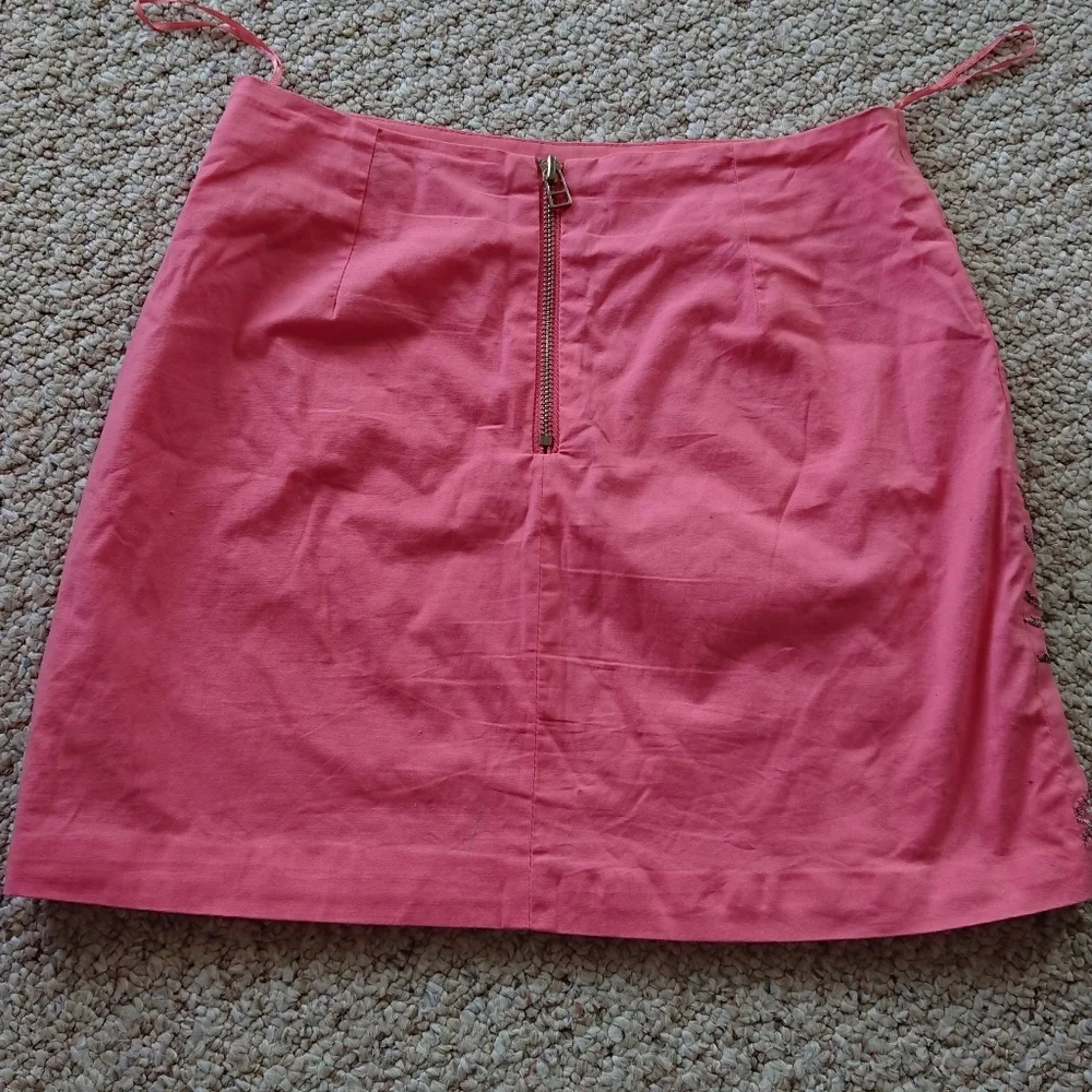 Francesca's 'blue Rain' pink with silver and gold Embroidered mini Skirt Size S - Picture 2 of 11